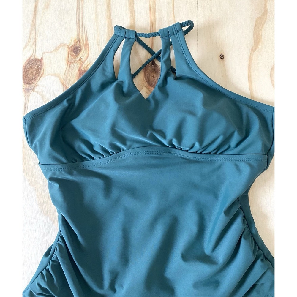Women's One Piece Swimsuit Size Medium High Neck Tummy Control Swimwear Bathing - Picture 2 of 6